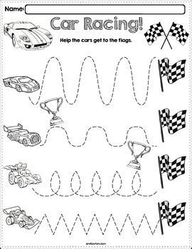 Trace The Pattern: Race Cars Worksheets by preKautism | TPT