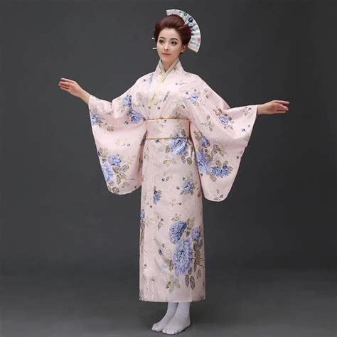 Japanese Traditional Silk Satin Kimono Yukata With Obi Novelty Party ...