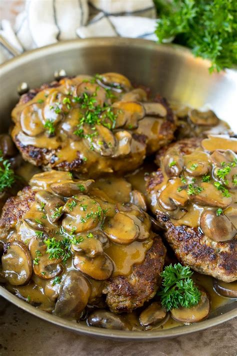 Hamburger Steak with Mushroom Gravy - Dinner at the Zoo