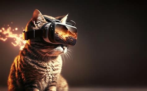 Premium AI Image | Cat in VR headset enjoying augmented virtual reality ...