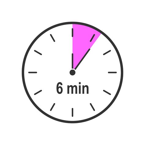 Timer icon with 6 minute time interval. Countdown clock or stopwatch ...