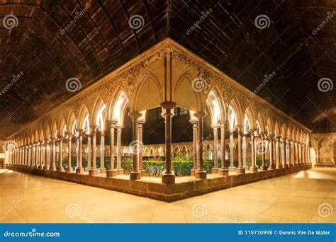 Le Mont Saint-Michel Cloister Editorial Stock Photo - Image of europe ...