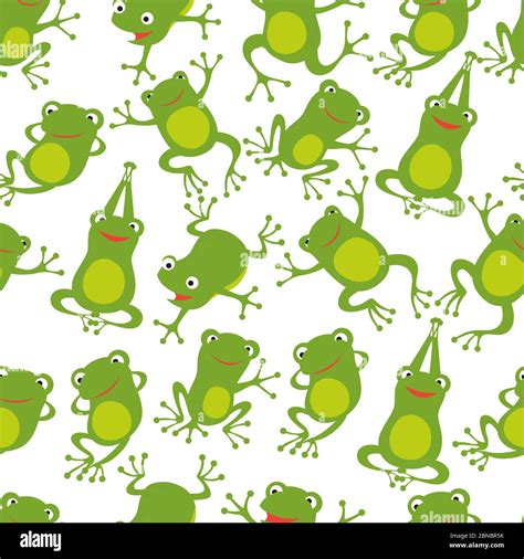 Frog seamless pattern. Cartoon cute frogs kids repeating texture. Frog ...