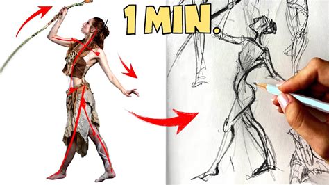 Draw ANY Pose in 1 Minute! Gesture Drawing Practice - YouTube