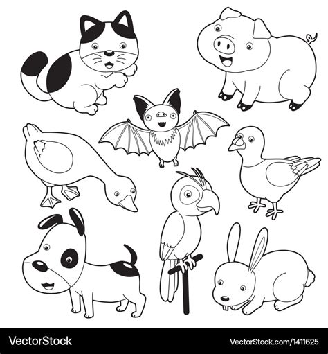 Cartoon Black And White Animals