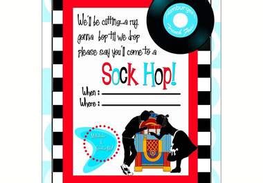 create a personalized Sock Hop invitation for your 50s themed party