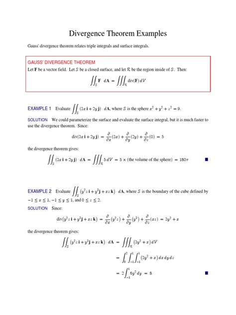 Divergence Theorem Examples | PDF | Divergence | Integral