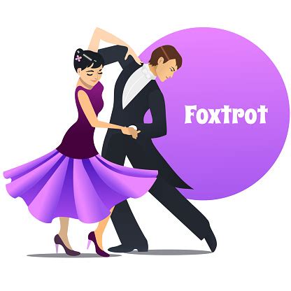 Foxtrot Dansande Par I Tecknad Stil-vektorgrafik och fler bilder på ...