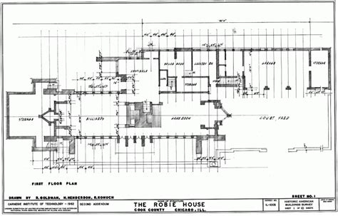 Robie House Plan Section Elevation