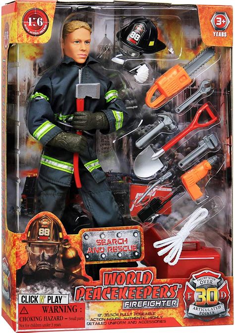 Click N' Play Search And Rescue Firefighter Action Figure Set, 13 ...