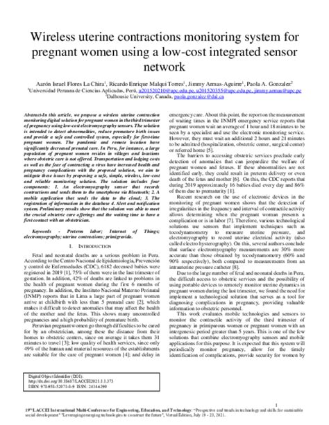 (PDF) Wireless Uterine Contraction Monitoring System for Pregnancy