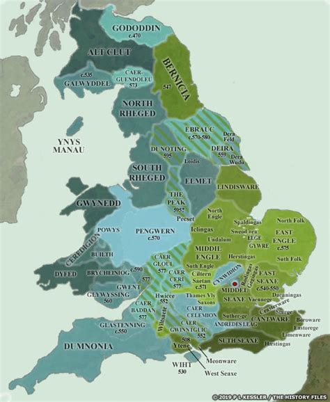 Map of Anglo-Saxon Conquest Britain AD 550-600