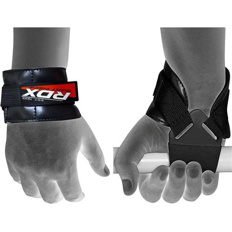 RDX Weight Lifting Grips Training Gym Bar Straps Gloves Wrist Support ...