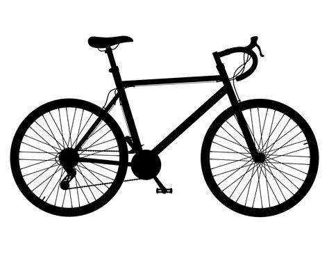 Bicicleta de carretera con ilustración de vector de silueta negra de ...