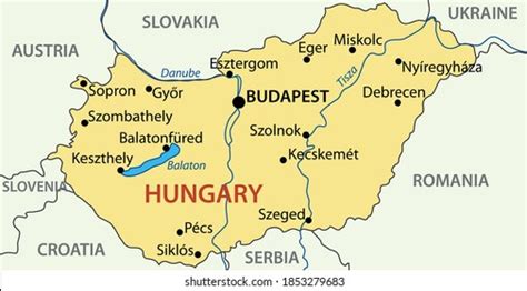 Hungary Vector Map Country Stock Vector (Royalty Free) 1853279683 ...