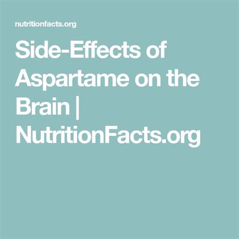 Side-Effects of Aspartame on the Brain | NutritionFacts.org | Diabetes ...