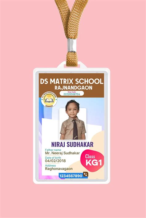 Student ID Card Template For School - Free Hindi Design