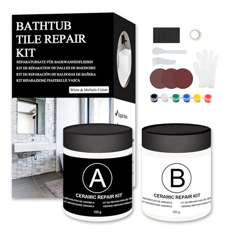 Bathtub Repair Kit, White Tub Tile Crack Refinishing Kit for Porcelain ...