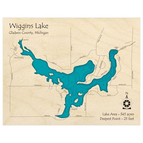 Wiggins Lake 3D Custom Wood Map – Lake Art LLC