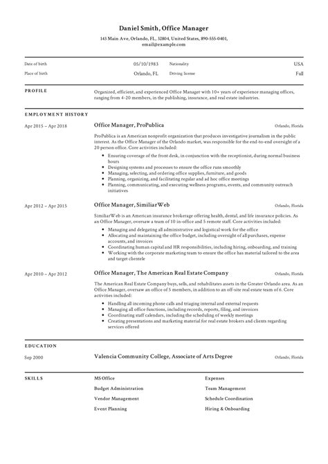 Manager Resume Sample