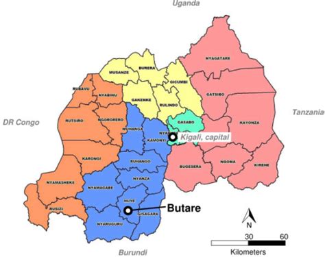 Rwanda Huye District Map