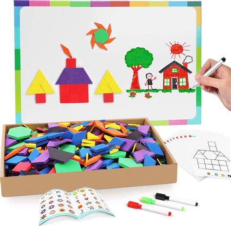 Amazon.com: Joy Dynasty 140 Pcs Magnetic Pattern Blocks Set Geometric ...