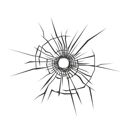 Bullet Hole In Glass. White Background. Vector Stock Vector | Royalty ...