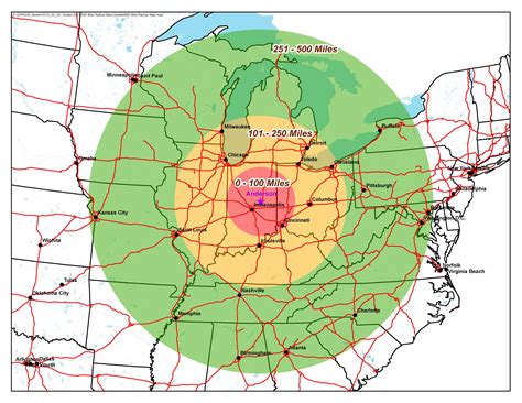 300 Mile Radius Map