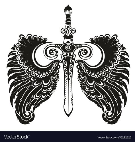 Sword with wings Royalty Free Vector Image - VectorStock