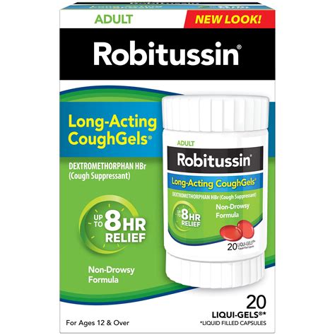 Robitussin Adult Long-Acting CoughGels (20 Count), 8-Hour Non-Drowsy ...