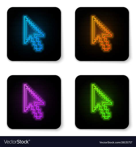 Glowing neon pixel arrow cursor icon isolated Vector Image