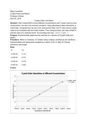 Crystal Violet Lab report.pdf - Maya Loventhal Crystal Violet Lab ...