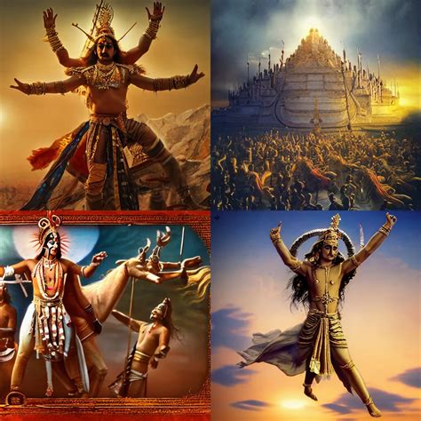 An epic cinematic scene from Mahabharat, by Salvador | Stable Diffusion