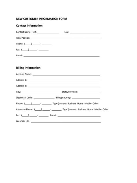 New Customer Information Form Template - Fill Online, Printable ...