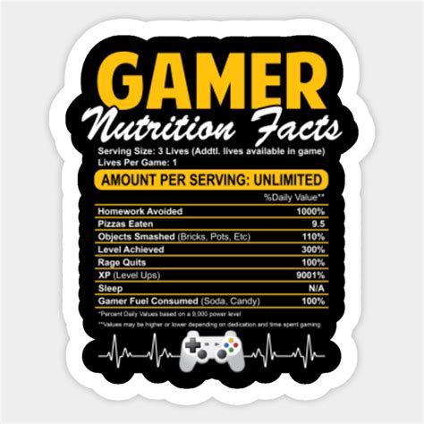 Gamer Nutrition Facts Video Game Lovers Gaming Ingredients - Funny ...