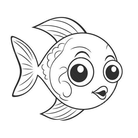 Cute Coloring Page Of An Fish Outline Sketch Drawing Vector, Fish ...