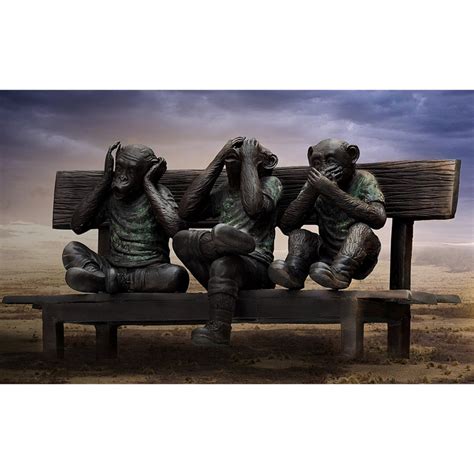 Bronze Three Monkeys Statues On Bench - Buy Bronze Three Monkeys ...