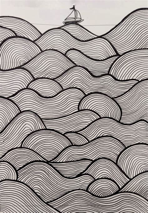 Braving the waves 🌊 | Zen doodle art, Pen art drawings, Doodle art designs