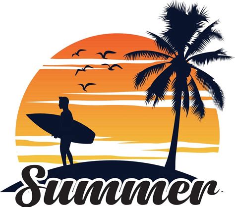 Summer T-shirt Design, Summer time for surfing, vector graphic t-shirt ...