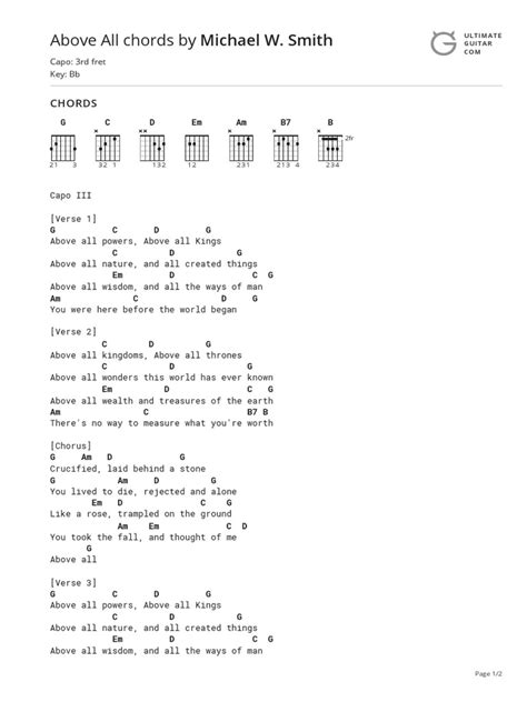 Above All Chords by Michael W. Smithtabs at Ultimate Guitar Archive ...