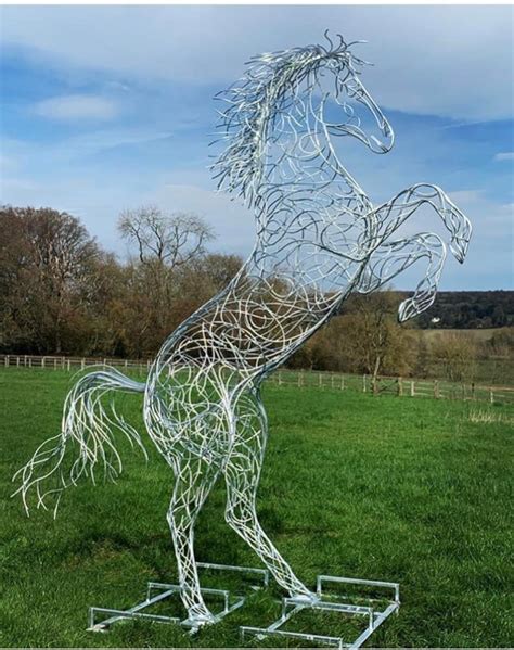 Large Handmade Metal Rearing Horse Garden Animal Sculpture Garden Yard ...