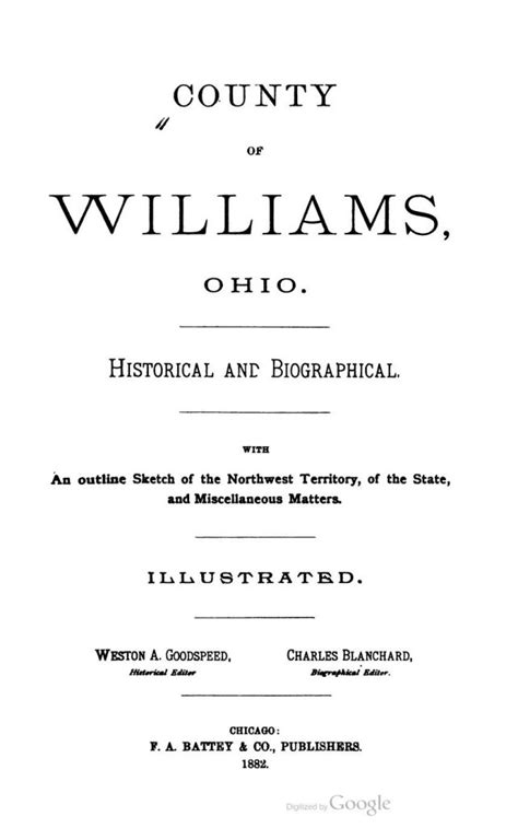 Williams County Archives — Ohio Genealogy