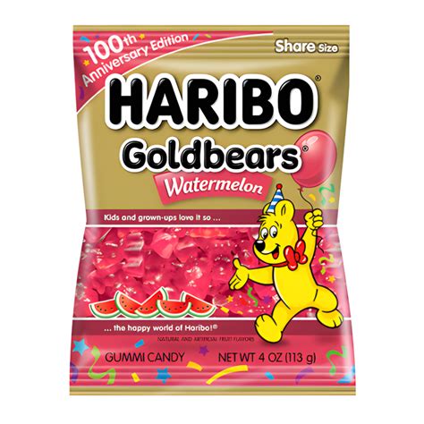 Haribo Watermelon Goldbears - 100th Anniversary Gummy Bears - 113g Bag