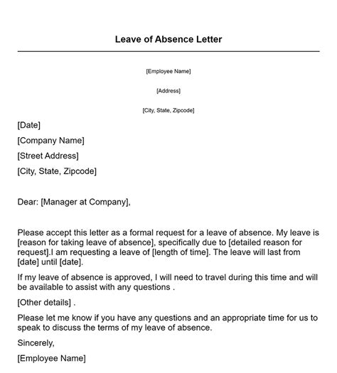 Leave Of Absence Letter