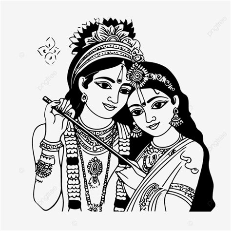 Lord Radha Krishna Black And White Image Vector, Radha, Krishna, Mohan ...