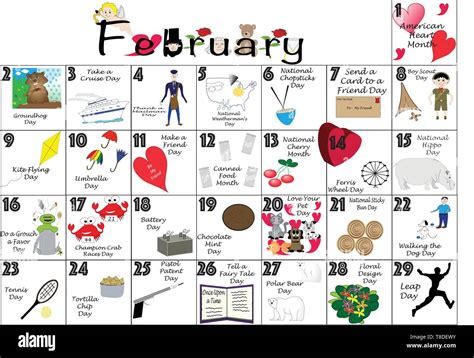 February 2020 calendar illustrated with daily Quirky Holidays and ...