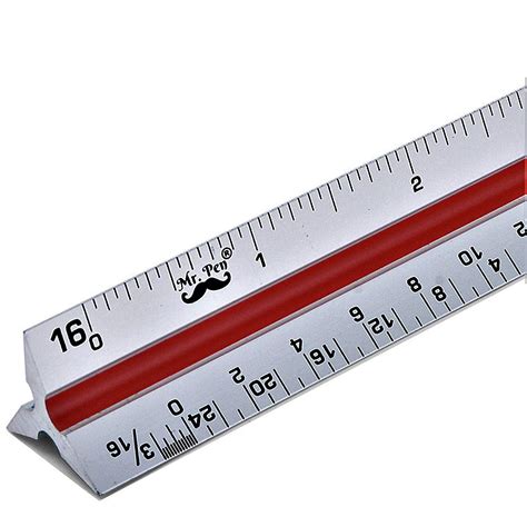 Mr. Pen 12-inch Triangular Architectural Aluminum Scale Ruler, Color ...