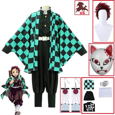 Buy Demon Slayer Kimetsu no Yaiba Tanjiro Kamado Cosplay Costume Kimono ...