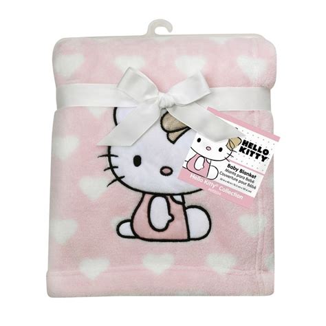 Hello Kitty Pink/White Heart Luxury Coral Fleece Baby Blanket | Hello ...