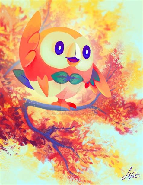 rowlet fan art from deviantart 💚 Love the colors in this pokemon fan ...